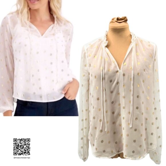 Medium - EUC - Palette - Sheer White with Gold Polka Dots - Picture 1 of 11